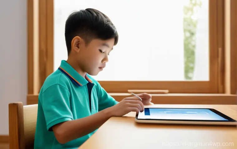 증강현실을 통한 자녀 교육 지원 - A young Vietnamese girl, approximately 7-9 years old, with a joyful and astonished expression, is st...