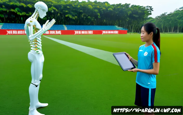Home 30 증강현실을 활용한 스포츠 분석 사례 - Photorealistic sports analysis scene in a modern Hanoi football training facility, Vietnamese coach ...